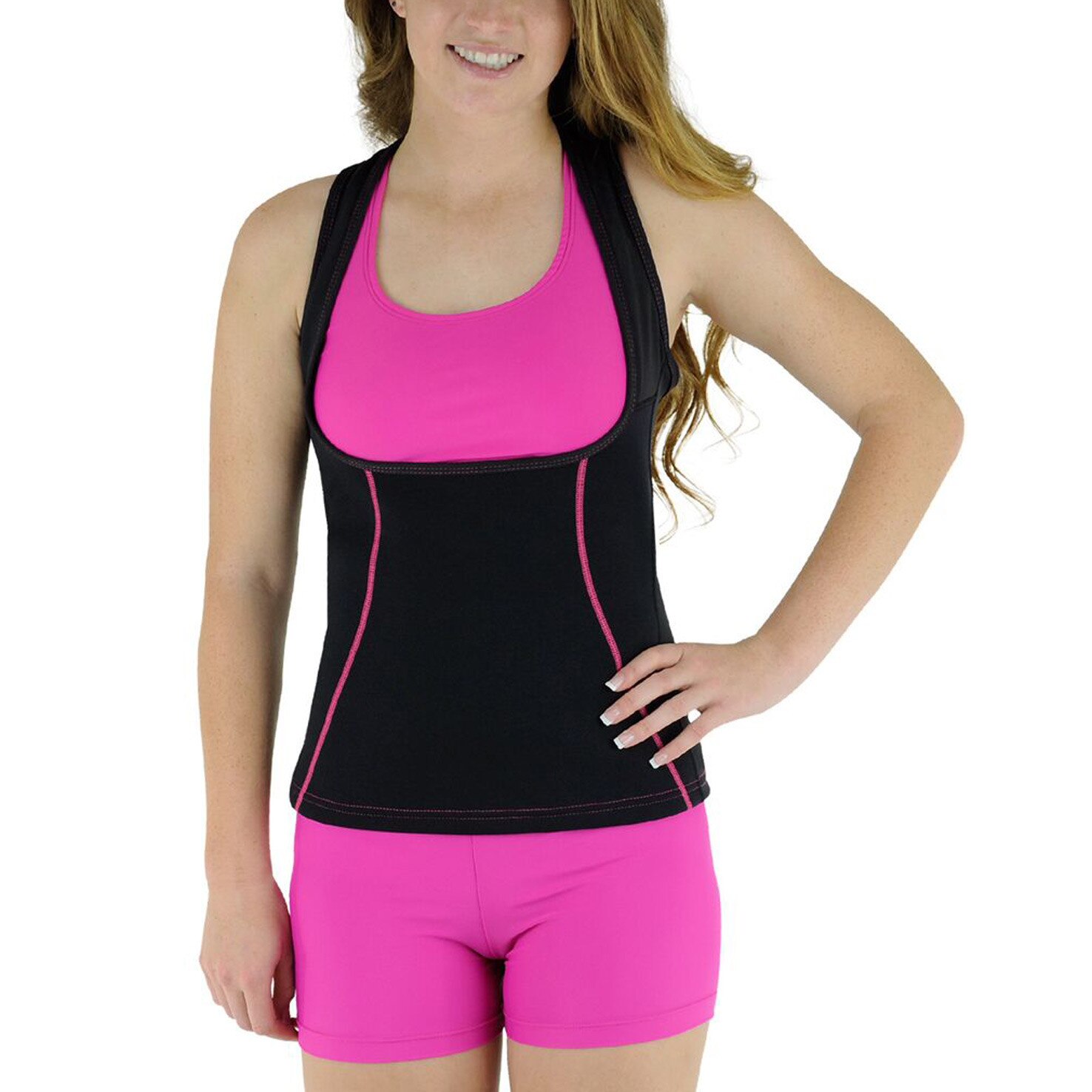 Top fitness decupat zona bust Delfin Spa, Neopren, black/pink