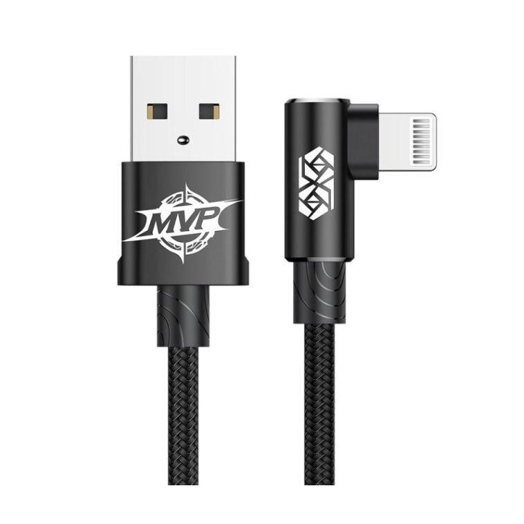 Cablu de date/incarcare Baseus, MVP Elbow, Lightning, 1M 2 A, Negru