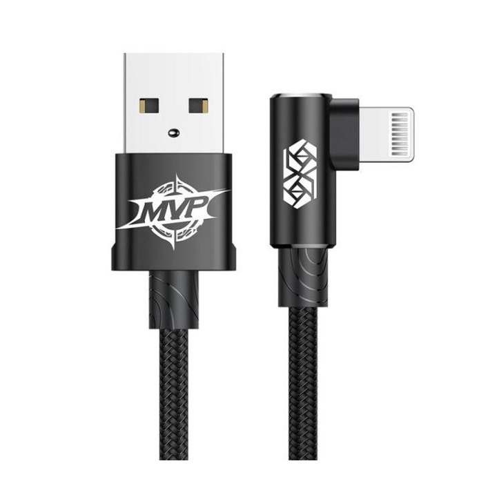 Cablu de date/incarcare Baseus, MVP Elbow, Lightning, 1M 2 A, Negru