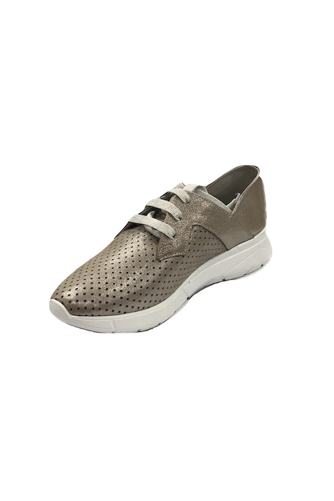 Pantofi dama sport, gri metalic cu perforatii, 37 EU