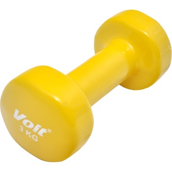 Gantera fitness, Voit, coating vinil, 3 kg, culoare galben Gantera fitness, Voit, coating vinil, 3 kg, culoare galben