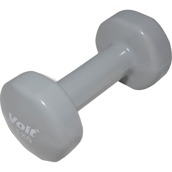 Gantera fitness, Voit, coating vinil, 5 kg, culoare gri Gantera fitness, Voit, coating vinil, 5 kg, culoare gri