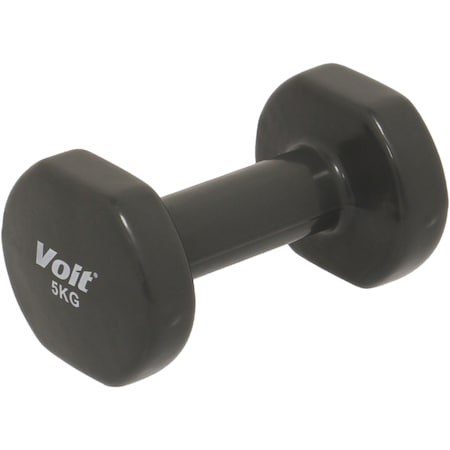 Gantera fitness, Voit, coating vinil, 5 kg, culoare gri