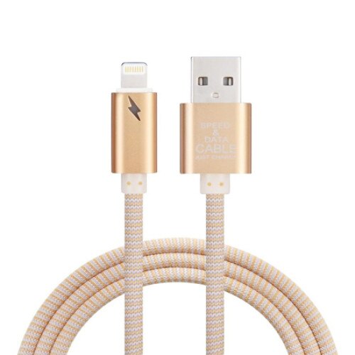 Cablu Textil USB - iPhone Metalic , Lungime 100CM