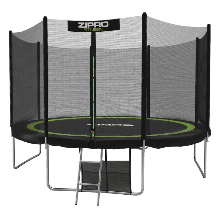 Батут Zipro, 374 см, Мрежа, Черен/Зелен