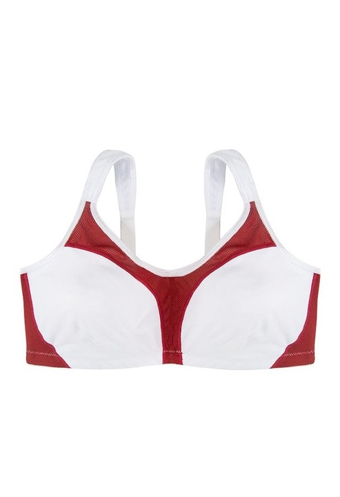 Bustiera elastica alb cu rosu fara armatura