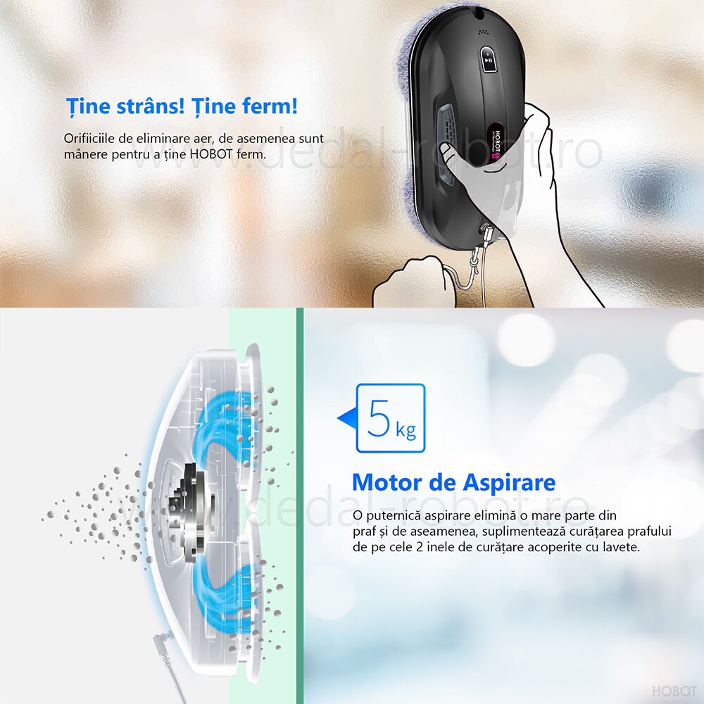 Robot curatare geamuri cu pulverizator HOBOT 388, UPS incorporat