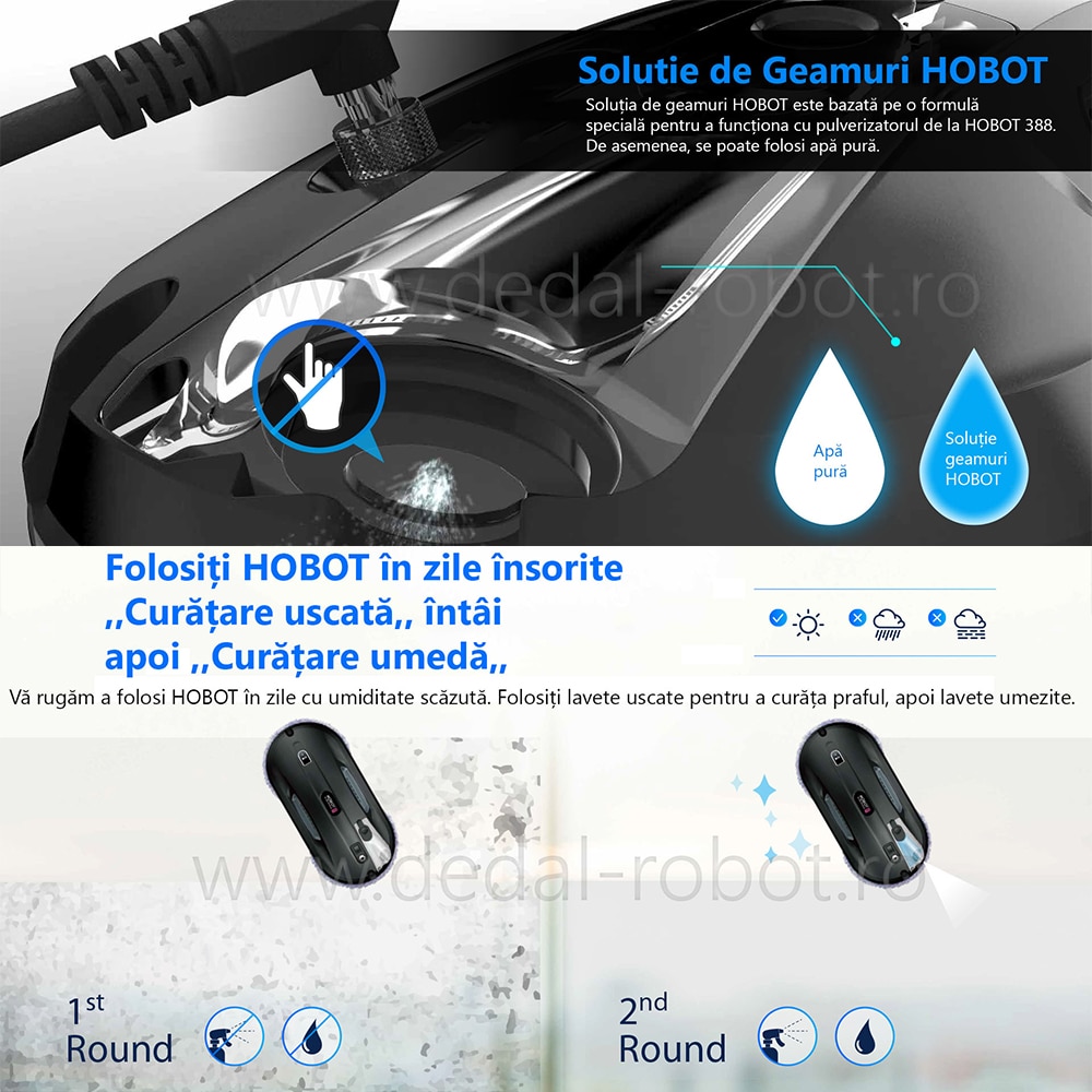 Robot curatare geamuri cu pulverizator HOBOT 388, UPS incorporat