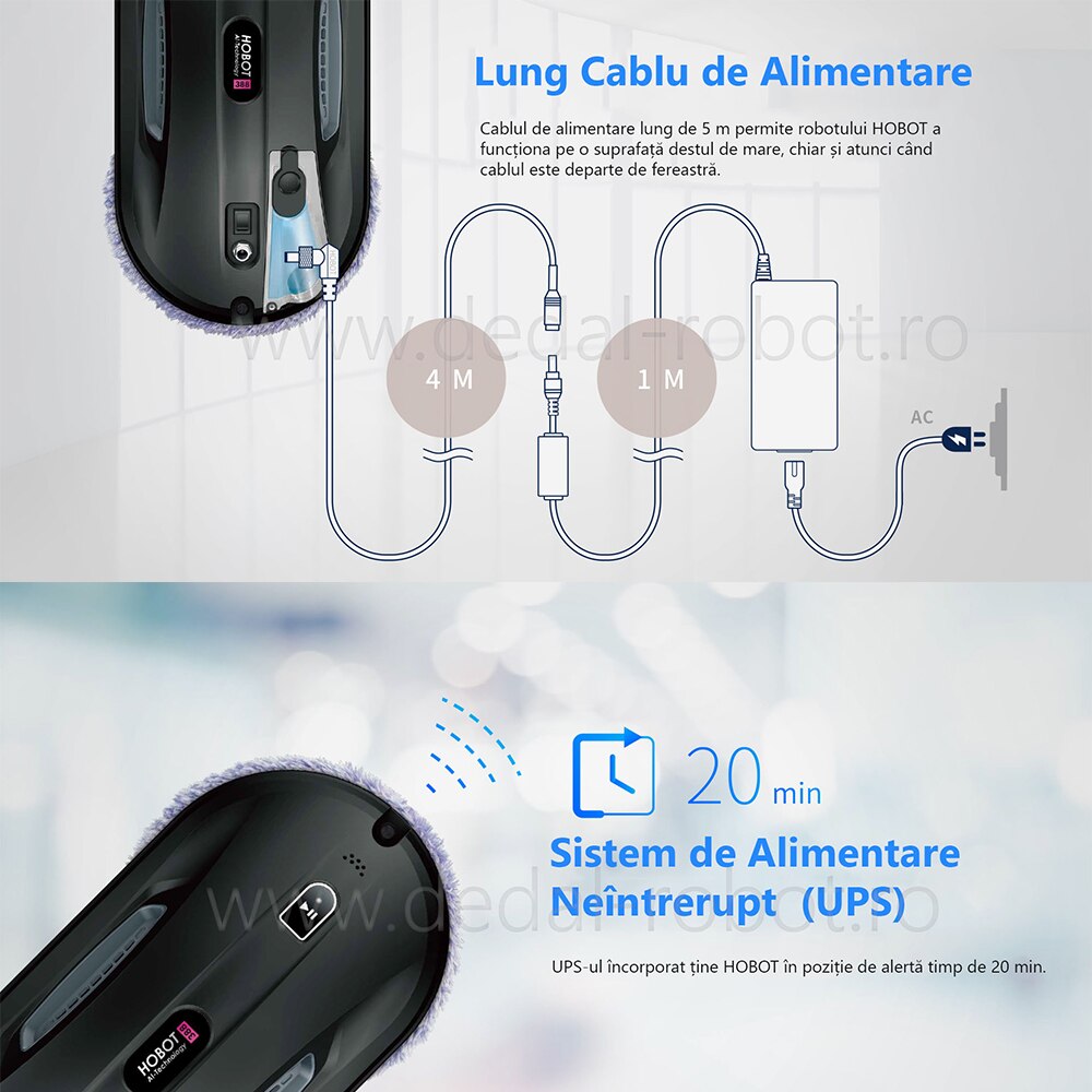 Robot curatare geamuri cu pulverizator HOBOT 388, UPS incorporat