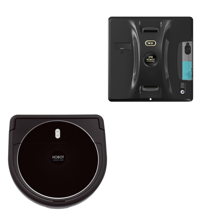 Set robot aspirator-mop Hobot Legee 688 si robot curatare geamuri cu pulverizator HOBOT 298