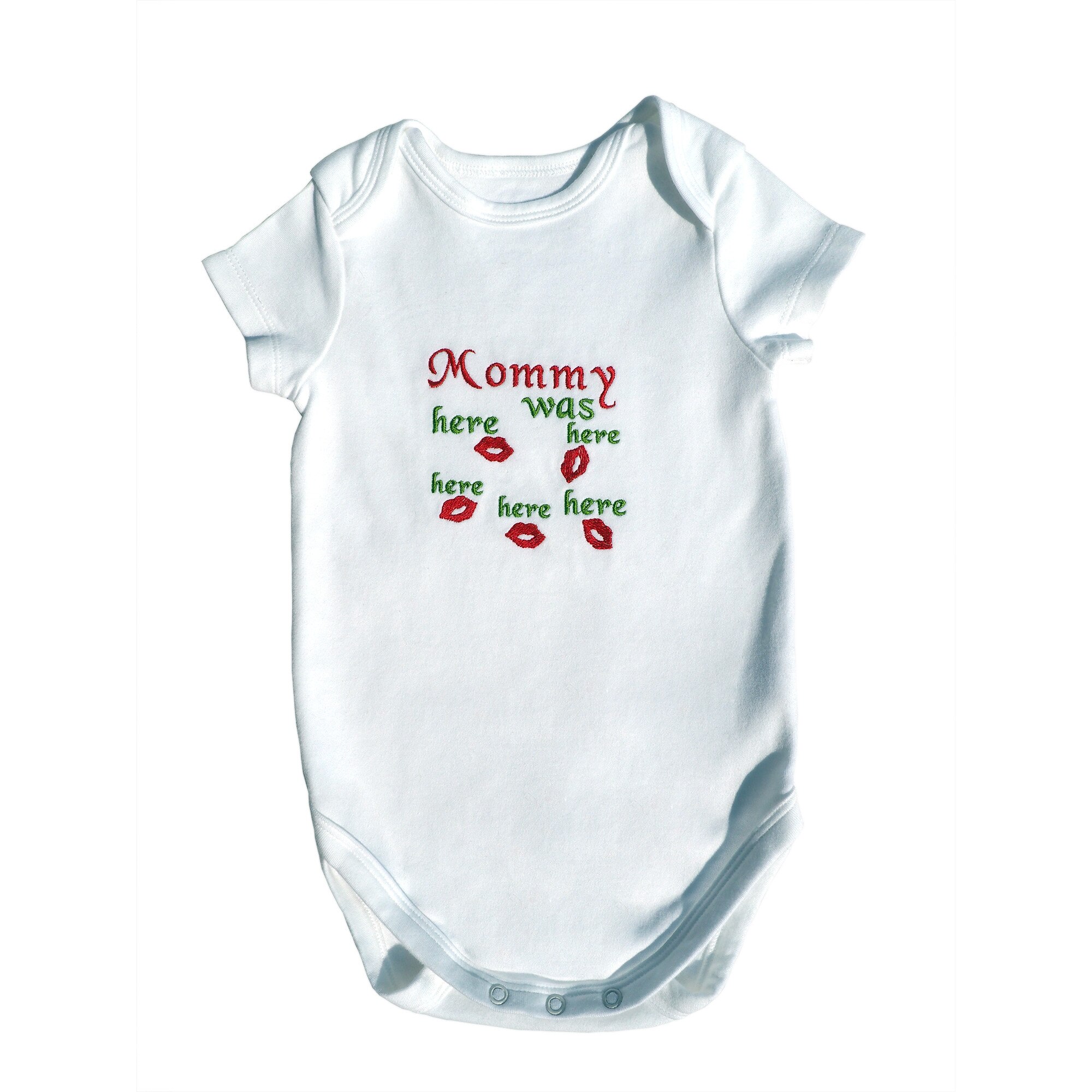 Body bebe, LWS, bumbac organic, brodat, model buze mama,, Alb