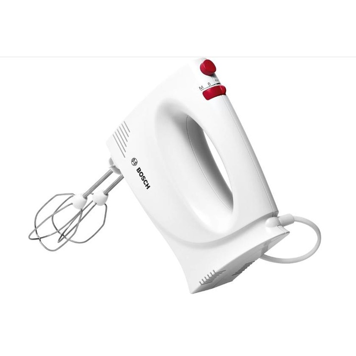 Ръчен миксер Bosch MFQP1000, 300 W, 2 скорости, бял/червен