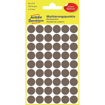 Etichete Avery Zweckform 3113, buline maro, diametru 12 mm, 270 etichete / pachet Etichete Avery Zweckform 3113, buline maro, diametru 12 mm, 270 etichete / pachet