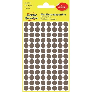 Etichete Avery Zweckform 3110, buline maro, diametru 8 mm, 416 etichete / pachet Etichete Avery Zweckform 3110, buline maro, diametru 8 mm, 416 etichete / pachet