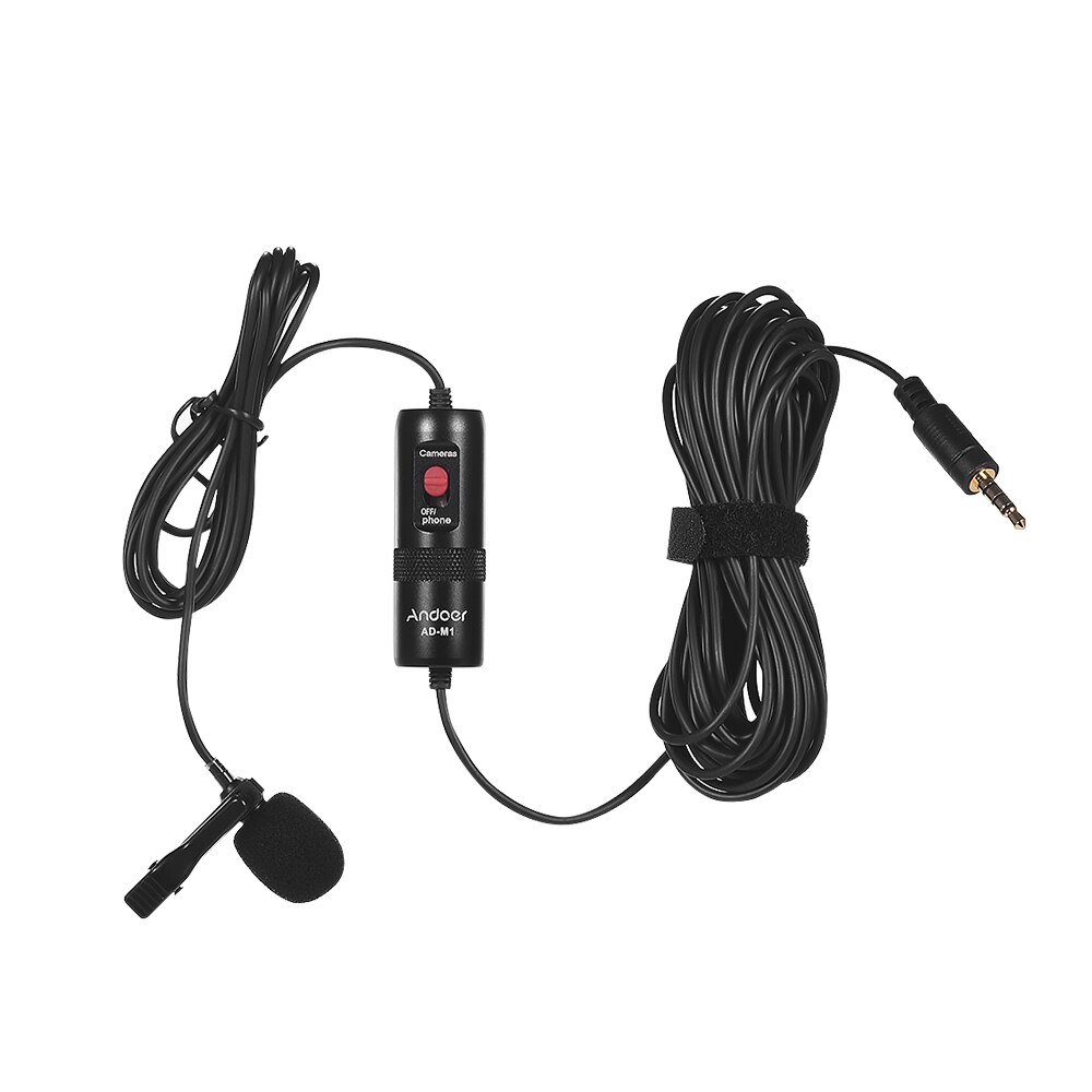 Microfon lavarier Andoer AD-M1, Jack 3,5 mm, Universal, Negru