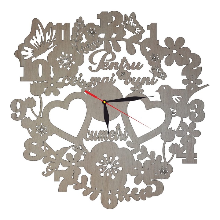 Ceas Cumetri Personalizat, Lemn, 40cm, CC001