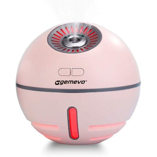 Umidificator de aer Ultrasonic 3 In 1 Gemevo®, dotat cu Mini-Ventilator si Lampa de birou - 300ml, Culoare ROZ