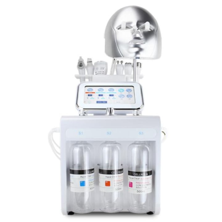 Aparat Cosmetic Profesional 8in1 H2O2 Jet Hidroxigen Micro Bule Indepartare Puncte Negre, RF, Criolift, Hidrodermoabraziune, Curatare, Hidratantare, Lifting Saloane, Indepartarea Acneei, Ultrasunete, Masca LED S516