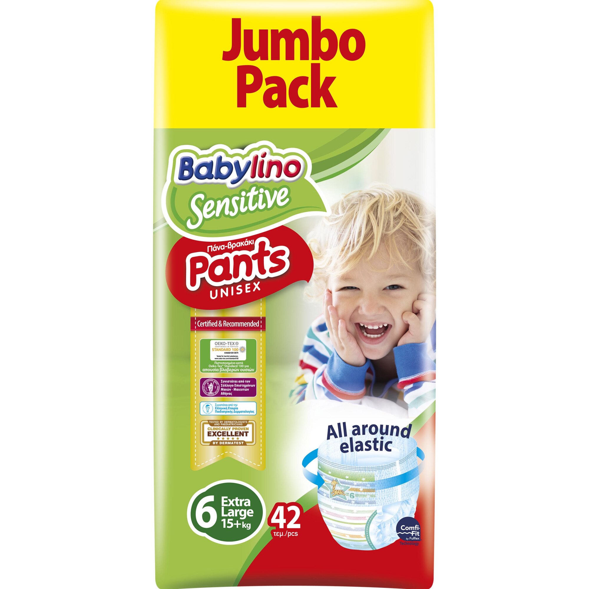 Scutece-chilotel Babylino Sensitive UNI 6, 15+KG, 42 buc