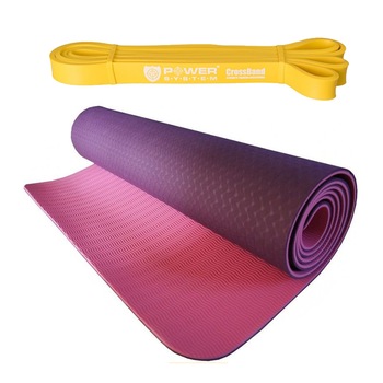 Set saltea Premium Yoga / Pilates STY mov si Banda Elastica lunga CROSS BAND, 2 metri, Nivel 1 Set saltea Premium Yoga / Pilates STY mov si Banda Elastica lunga CROSS BAND, 2 metri, Nivel 1