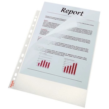 Set folii de protectie Esselte cu deschidere superioara si lateral stanga, A4, 100 bucati/set Set folii de protectie Esselte cu deschidere superioara si lateral stanga, A4, 100 bucati/set