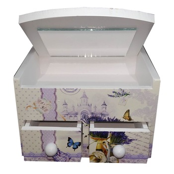 Cutie bijuterii 11 cm , cu oglinda si sertare, ClauM Cutie bijuterii 11 cm , cu oglinda si sertare, ClauM