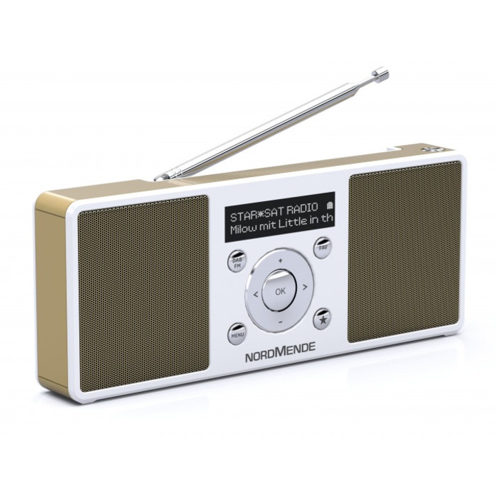 Radio TechniSat Transita200, portabil, DAB+, 2W, ecran OLED, alb/auriu
