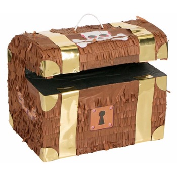 Accesorii pentru petrecere Pinata in forma de cutie cu comoara, din carton si hartie, pentru copii, ATS Accesorii pentru petrecere Pinata in forma de cutie cu comoara, din carton si hartie, pentru copii, ATS