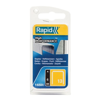 Capse Rapid 13/6 mm, galvanizate, sarma subtire, pentru tapiterie, 1650/blister slim 40109519 Capse Rapid 13/6 mm, galvanizate, sarma subtire, pentru tapiterie, 1650/blister slim 40109519