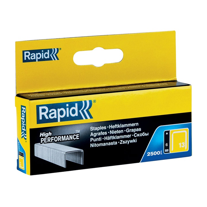 Скоби Rapid 13/6 мм, поцинкована, тънка тел, за тапицерия, 2500/кашон 11830725