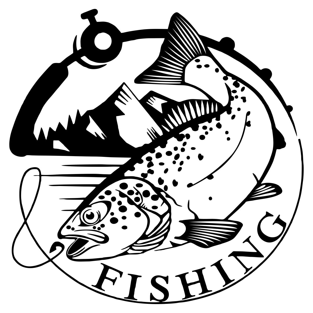 Sticker auto, autocolant Oracal, culoare neagra, model Mountain Fishing
