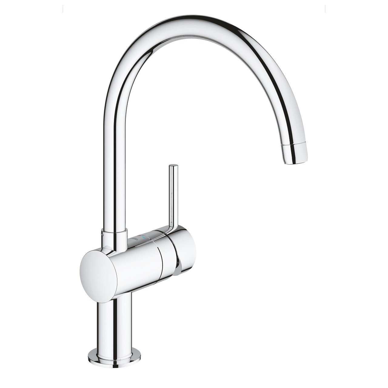 Baterie bucatarie Grohe Minta 32917000, monocomada, limitator de debit, pipa pivotanta, Crom