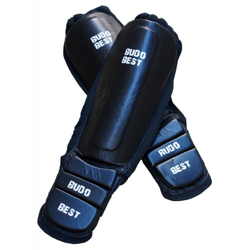 Tibiere MMA-C - Set 2 bucati, Negru, Piele naturala, S