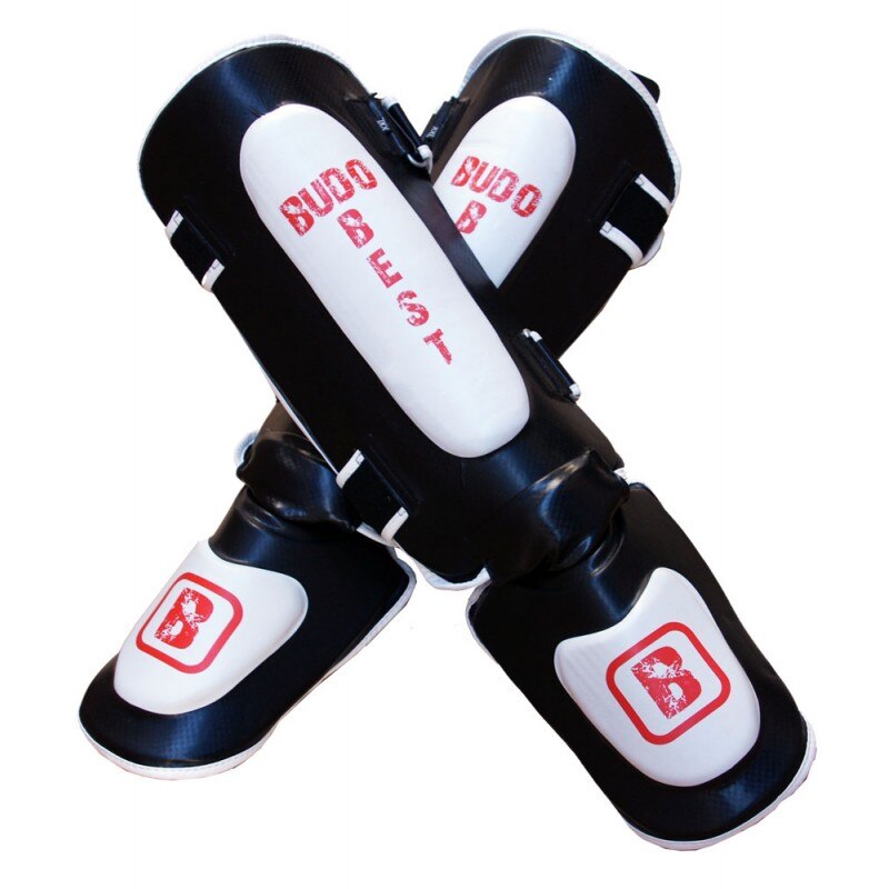 Tibiere MMA-G - Set 2 bucati, Negru/Alb, Carbon, 2XL