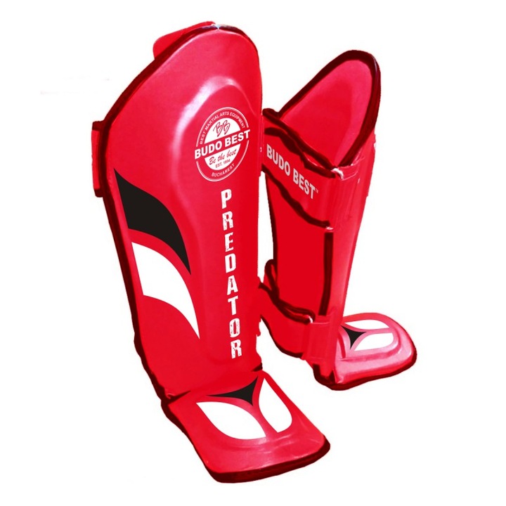 Tibiere Predator - Set 2 bucati, Rosu, Piele naturala, M