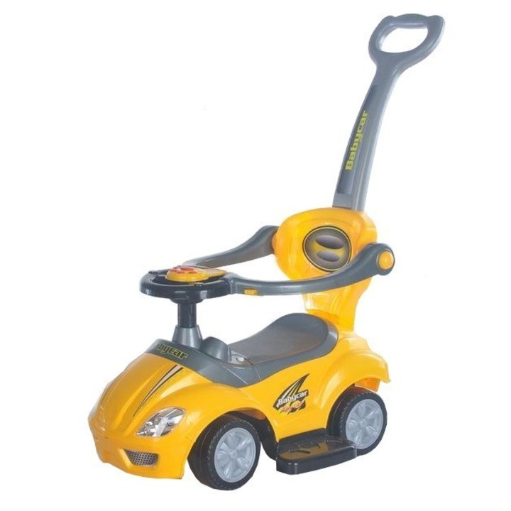 Baby Mix bébitaxi tolókarral 3az1-ben Mega Car sárga