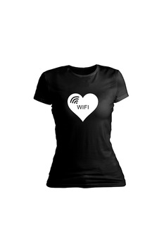 Tricou personalizat, Wifi, pentru dama, Negru, Negru Tricou personalizat, Wifi, pentru dama, Negru, Negru