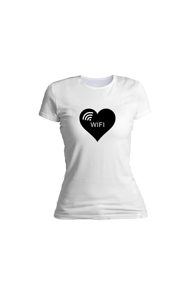 Tricou personalizat, Wifi, pentru dama, Alb, Alb