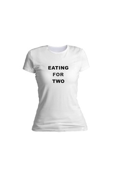 Tricou personalizat, Eating for two, pentru dama, Alb, Alb Tricou personalizat, Eating for two, pentru dama, Alb, Alb
