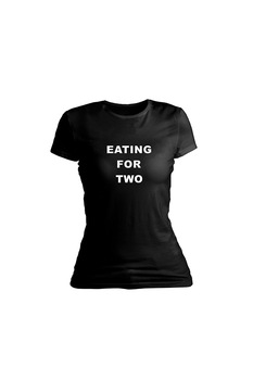 Tricou personalizat, Eating for two, pentru dama, Negru, Negru Tricou personalizat, Eating for two, pentru dama, Negru, Negru