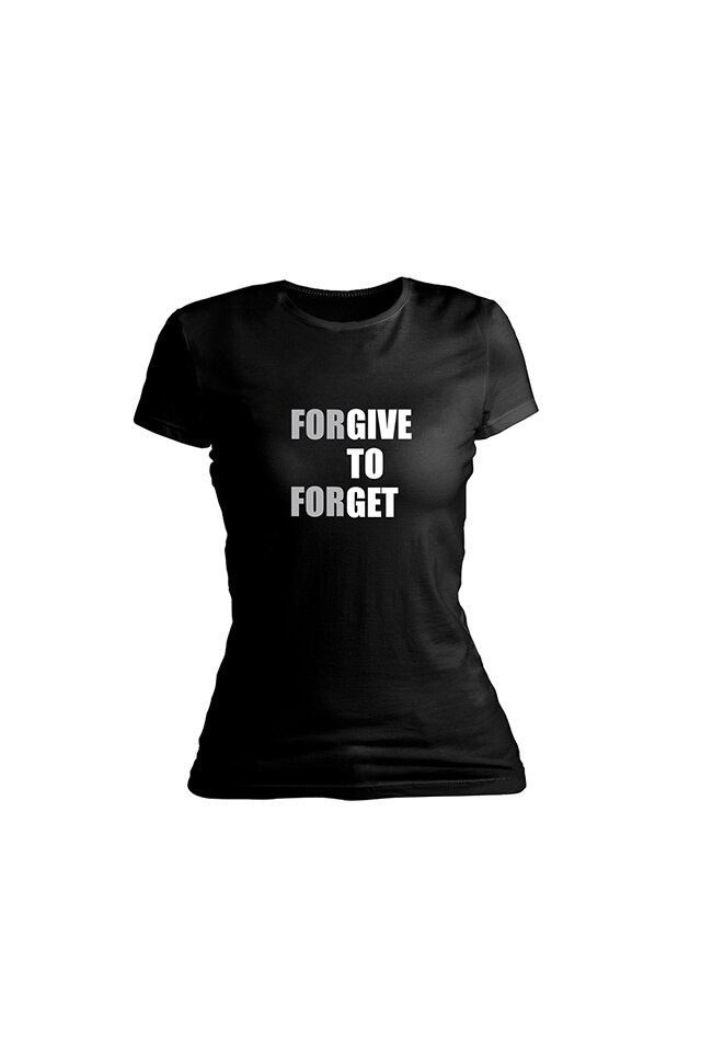 Tricou personalizat, Forgive to forget, pentru dama, Negru, Negru, S