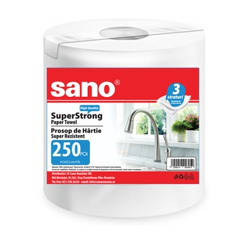Prosop hartie Sano SUPER STRONG,250 foi,3 straturi Prosop hartie Sano SUPER STRONG,250 foi,3 straturi