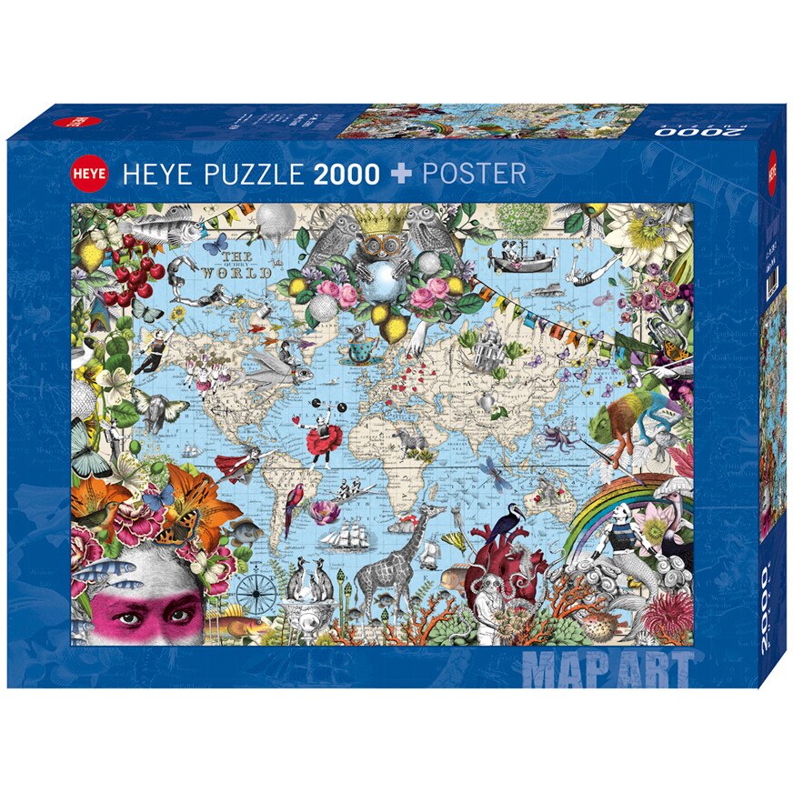 Puzzle Heye Map Art Quirky World, 2000 piese