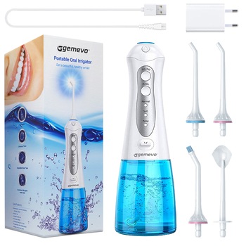 Irigator Oral Profesional pentru Dus Bucal, Gemevo® Family, Rezervor 300 ML, Culoare ALB Irigator Oral Profesional pentru Dus Bucal, Gemevo® Family, Rezervor 300 ML, Culoare ALB