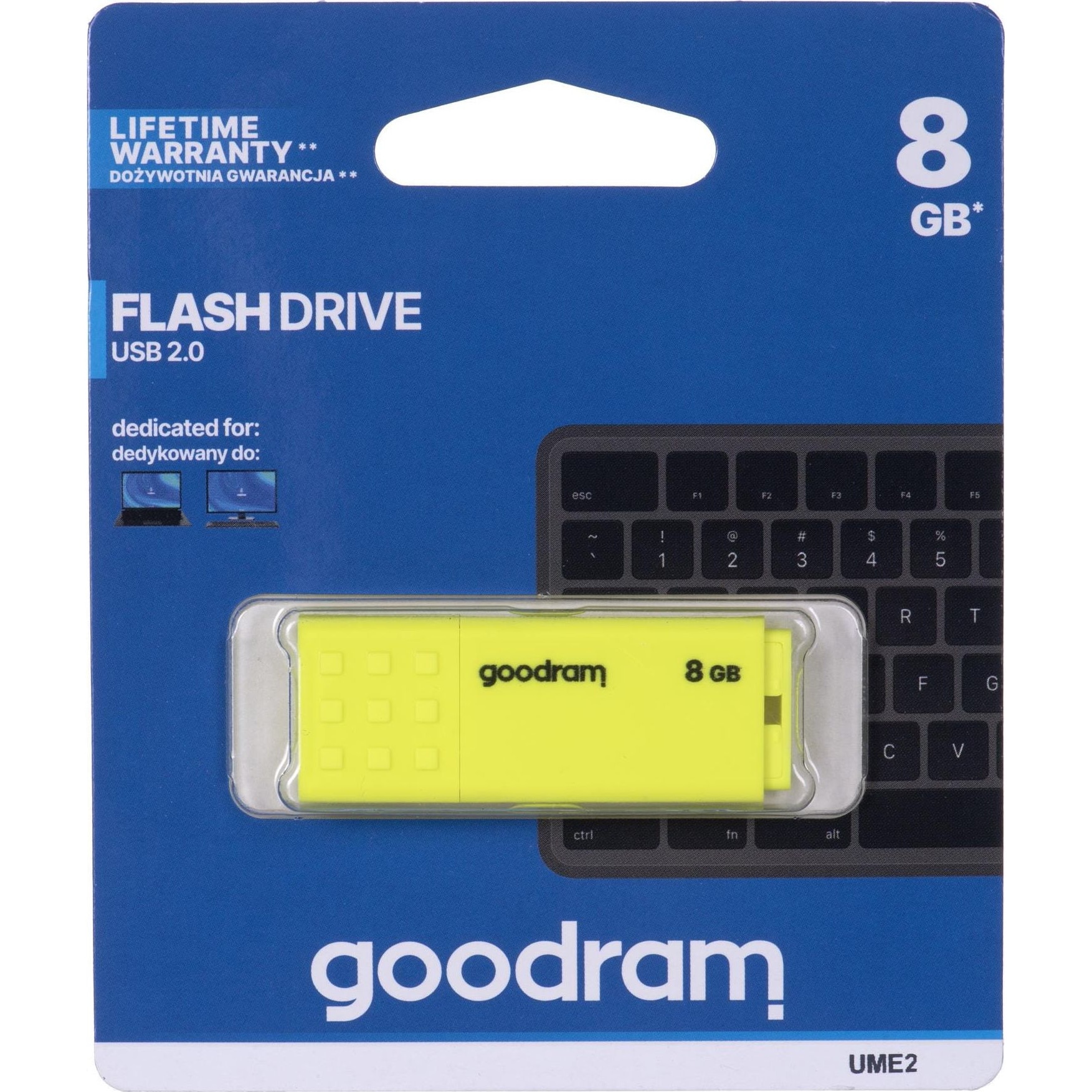 Flashdrive UME2 GOODRAM 8GB USB 2.0 GALBEN