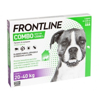 Solutie Antiparazitara, Frontline Combo L, Caine 20-40 kg, 3 pipete Solutie Antiparazitara, Frontline Combo L, Caine 20-40 kg, 3 pipete