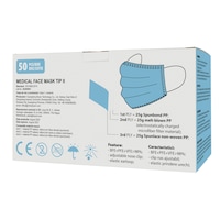 Set 50 bucati Masti medicale de protectie ,de unica folosinta, tip II, 3 straturi, Albastru