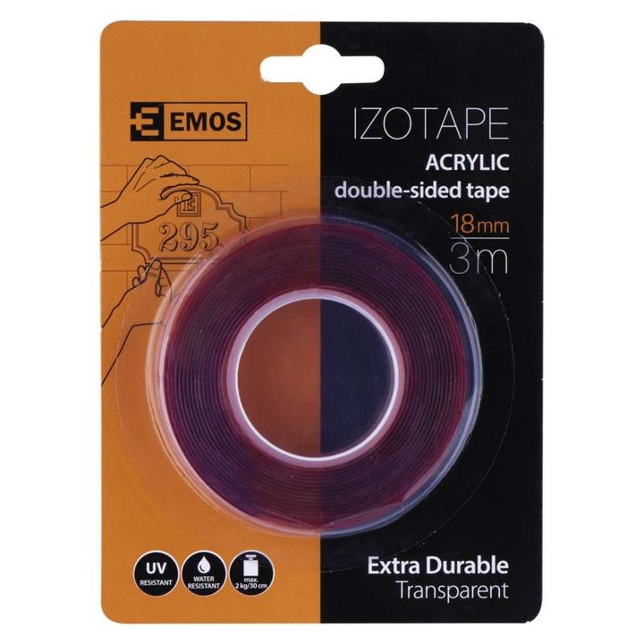 EMOS Kétoldalas ragasztószalag bel- és kültéri 3m x 18mm ultra erős