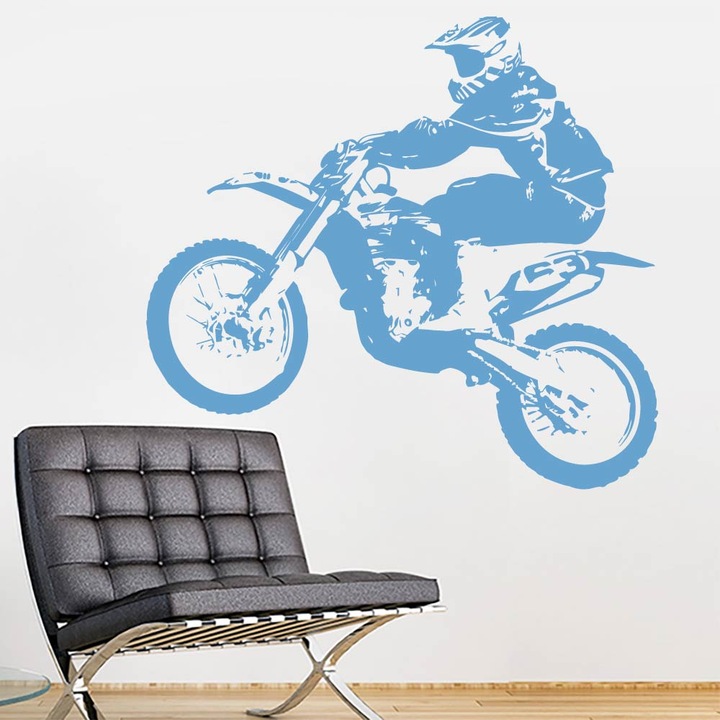 homeTATTOO - Motocross III. Falmatrica, faltetoválás 80x70cm Jégkék