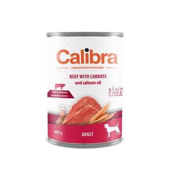 Hrana umeda pentru caini, Calibra Dog Adult Vita cu Morcovi, 400 g, set de 6 bucati Hrana umeda pentru caini, Calibra Dog Adult Vita cu Morcovi, 400 g, set de 6 bucati